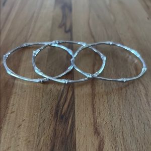 Chic Silver Bamboo-Inspired Bangle